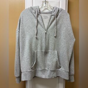 Time and Tru Heather Gray Zip-Up Hoodie with Metal Zipper